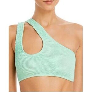 Cleonie Swimwear Byron One Shoulder Cutout Bikini Top Mint Green NWT